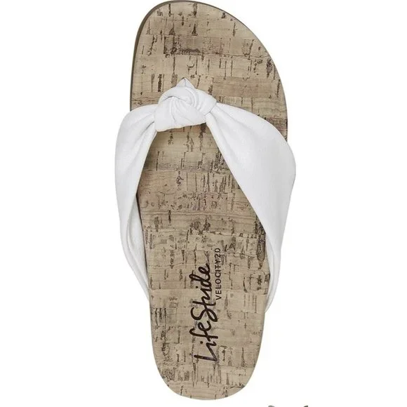 LifeStride Women's Happy Sandal white slip ons Faux Leather Comfort Size 9 - Picture 6 of 7